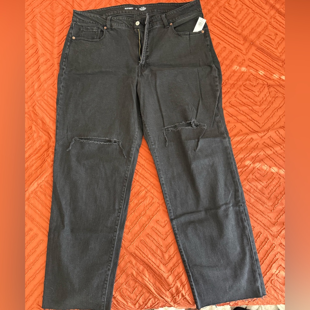 Old Navy Black Relaxed Jeans with Worn-In Look